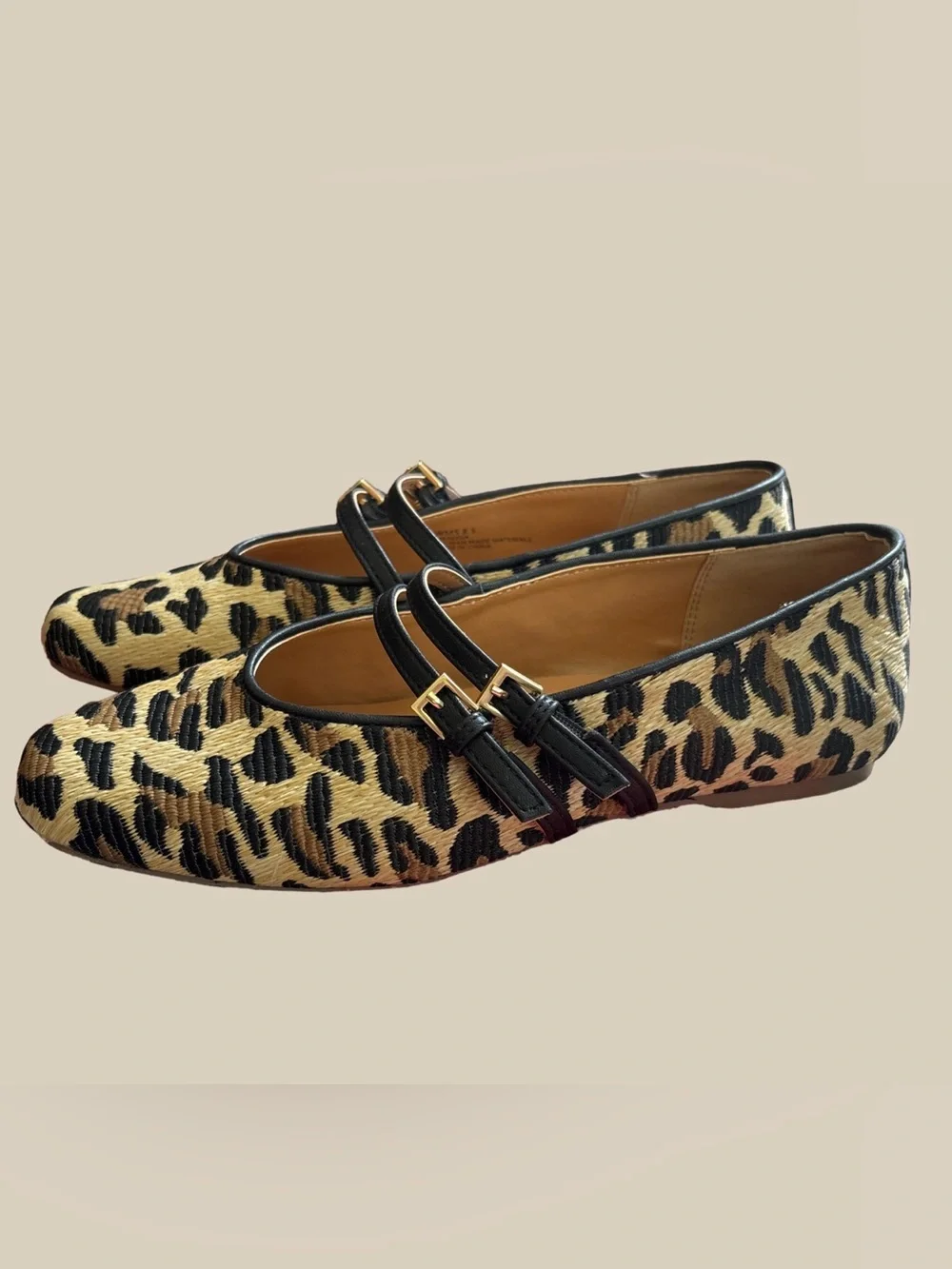 DV Dolce Vita Womens Mareesa Leopard Print Double Strap Mary Jane Flats NWOB 8.5